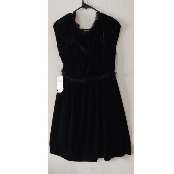 Suzi Chin Velvet Mini Dress With Silk Details Size 6 Fit & Flare Empire Waist - Picture 3 of 10